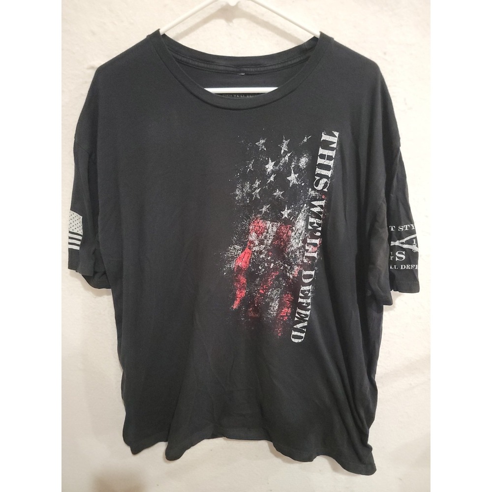 Grunt Style This We'll Defend Shirt 3X Black 1776 Flag Sleeve Cotton Graphic Tee